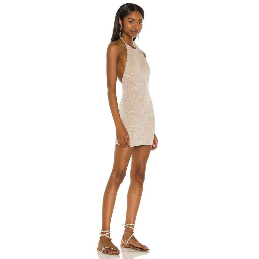 REVOLVE x Lovewave The Clarke Gold Halter Dress XXSmall New